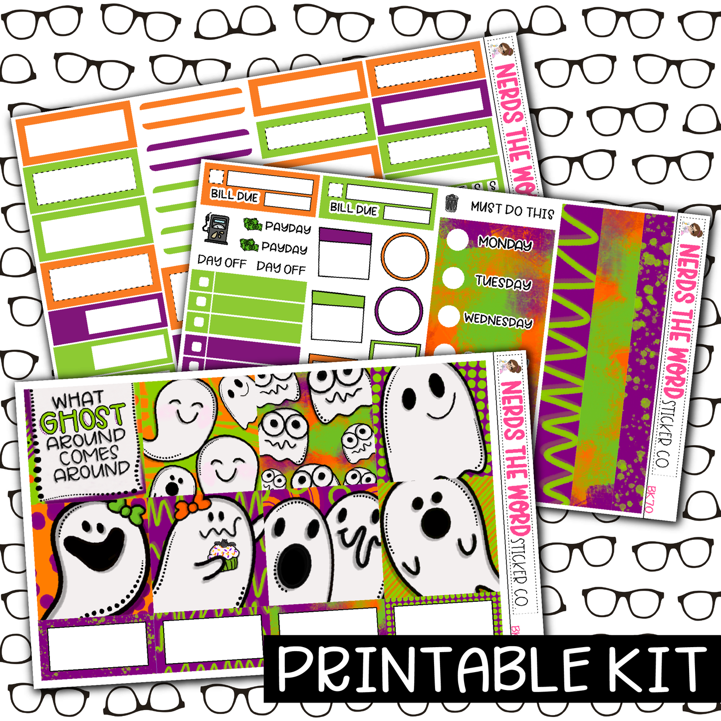 PRINTABLE - Hey Boo Monthly, Weekly and or Journaling Sticker Kit