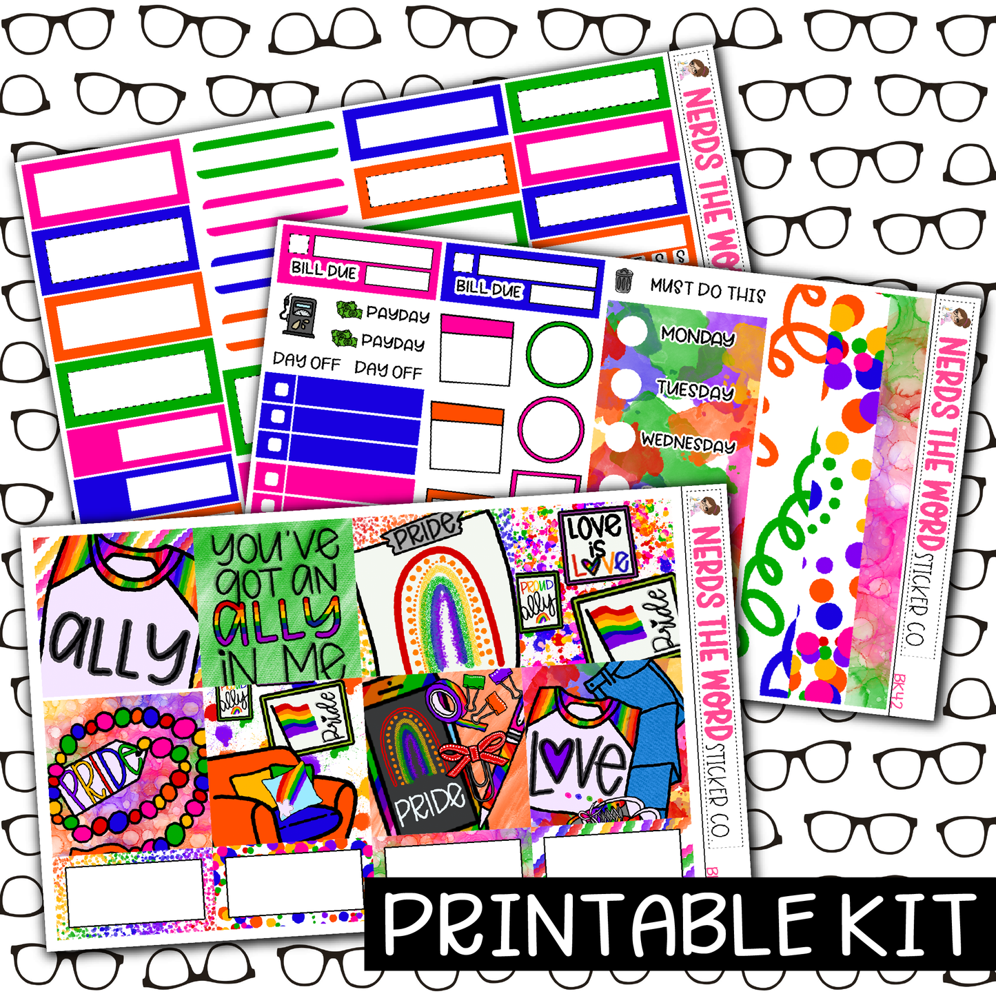 PRINTABLE - Pride Monthly, Weekly and or Journaling Sticker Kit