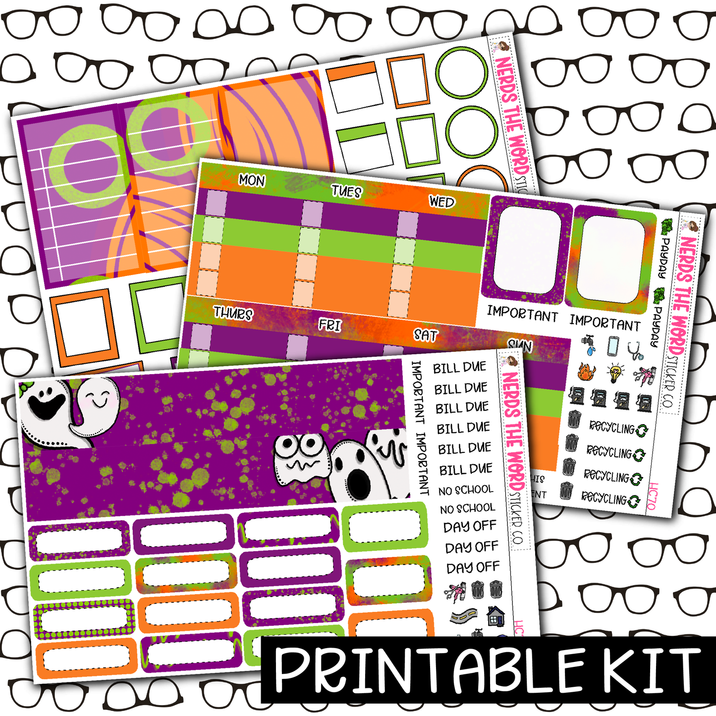 PRINTABLE - Hey Boo Monthly, Weekly and or Journaling Sticker Kit