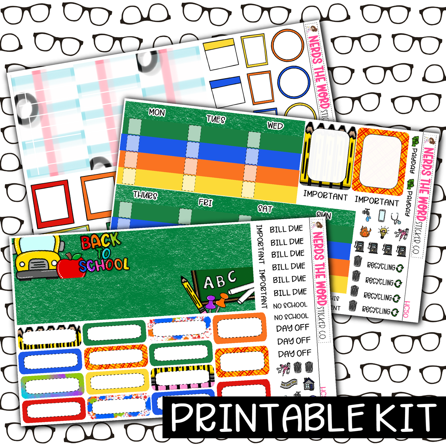 PRINTABLE - Back To School Monthly, Weekly and or Journaling Sticker Kit