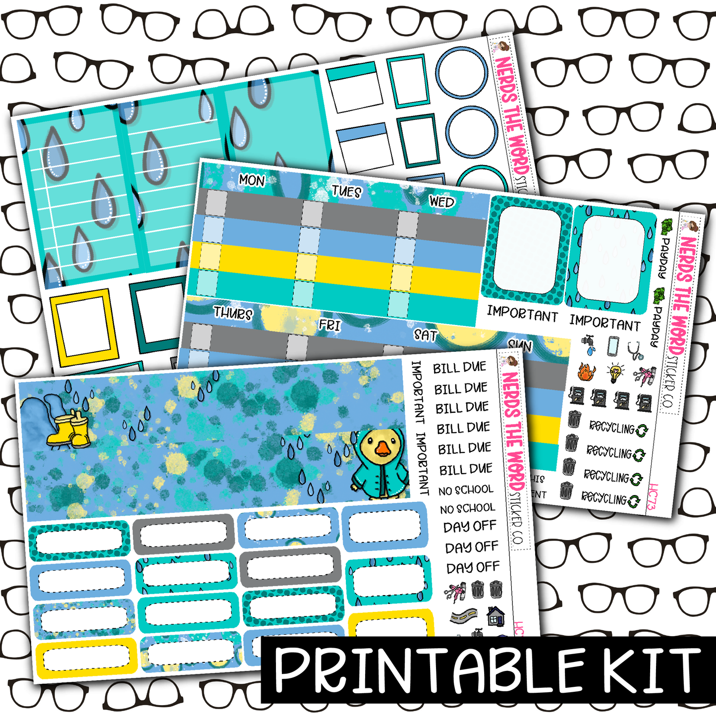 PRINTABLE -DuckyDoo Monthly, Weekly and or Journaling Sticker Kit