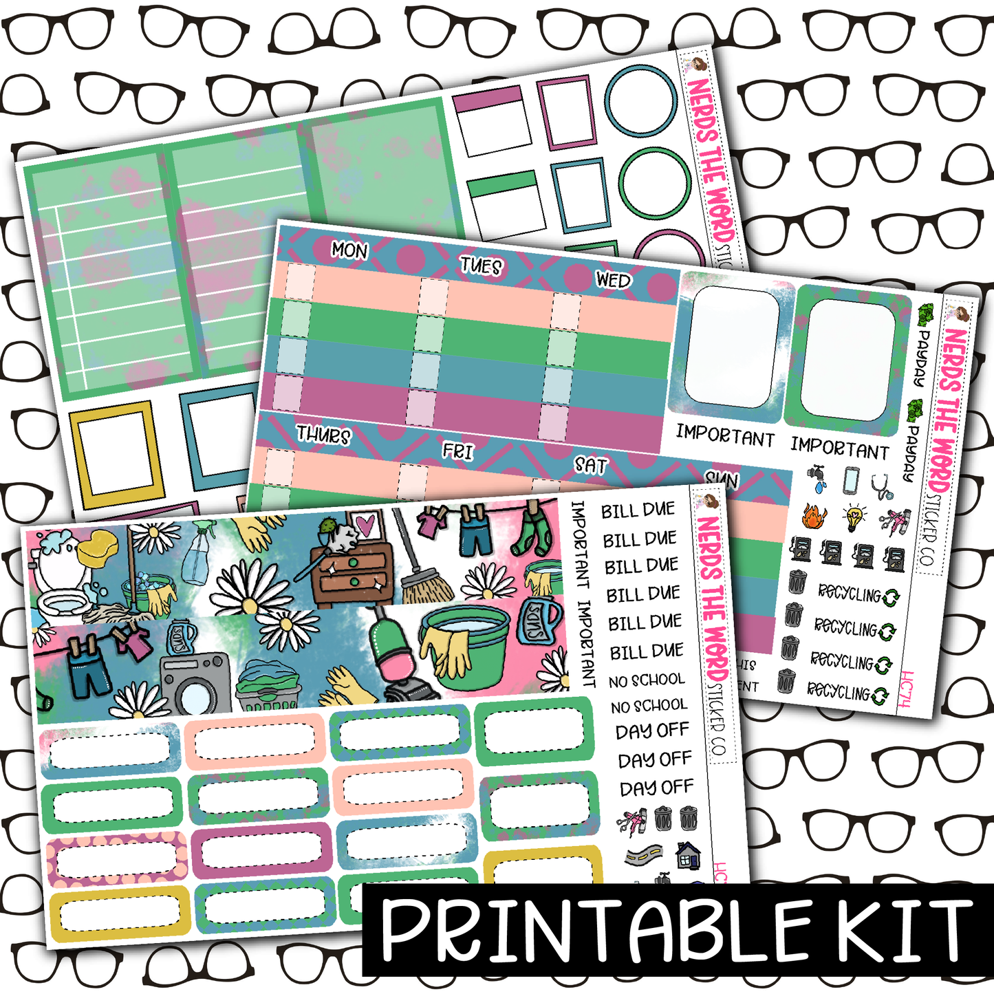 PRINTABLE -Spring Cleaning Monthly, Weekly and or Journaling Sticker Kit