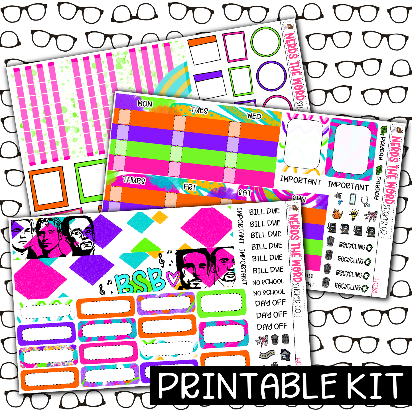 PRINTABLE - BSB Monthly, Weekly and or Journaling Sticker Kit
