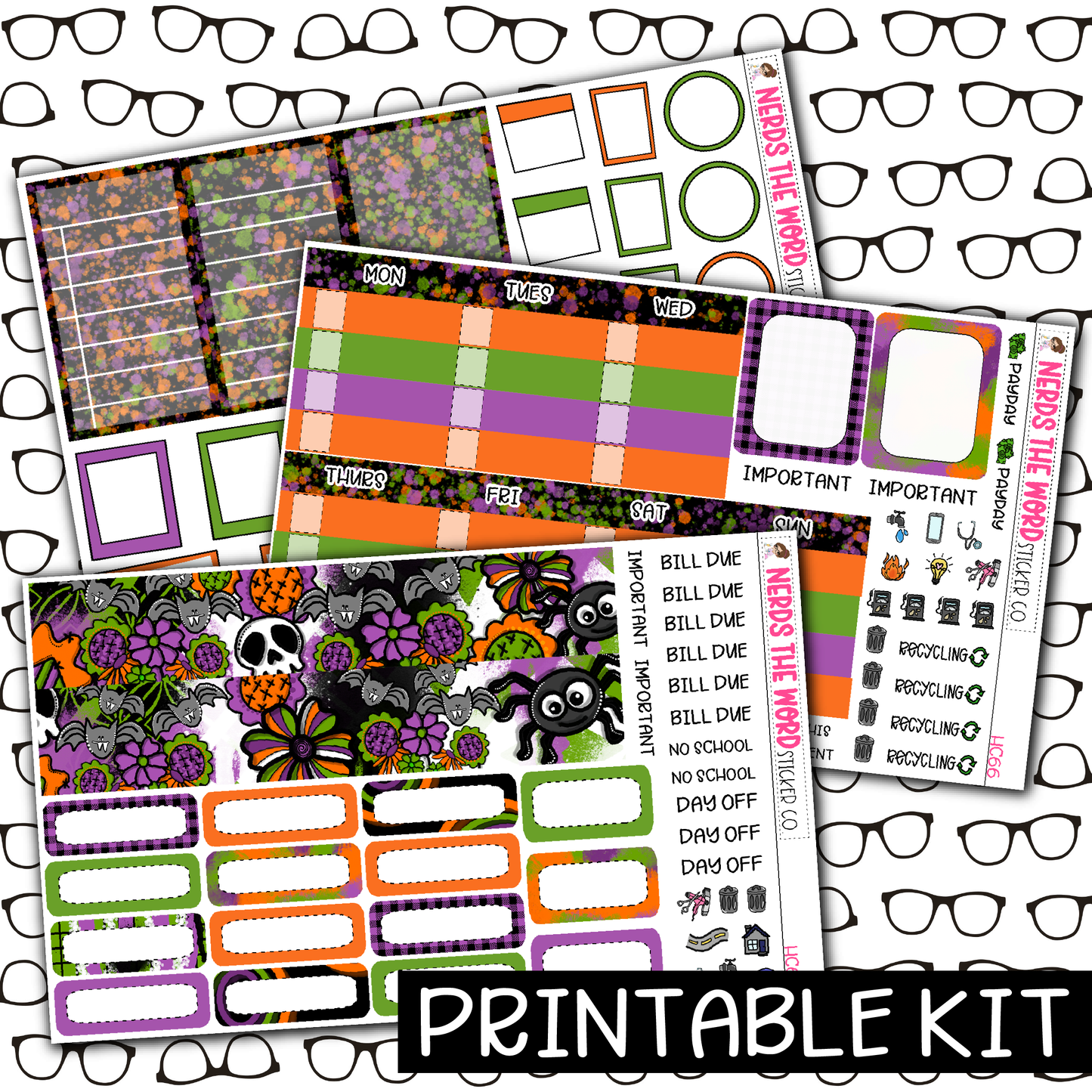 PRINTABLE - Spooky Season Monthly, Weekly and or Journaling Sticker Kit