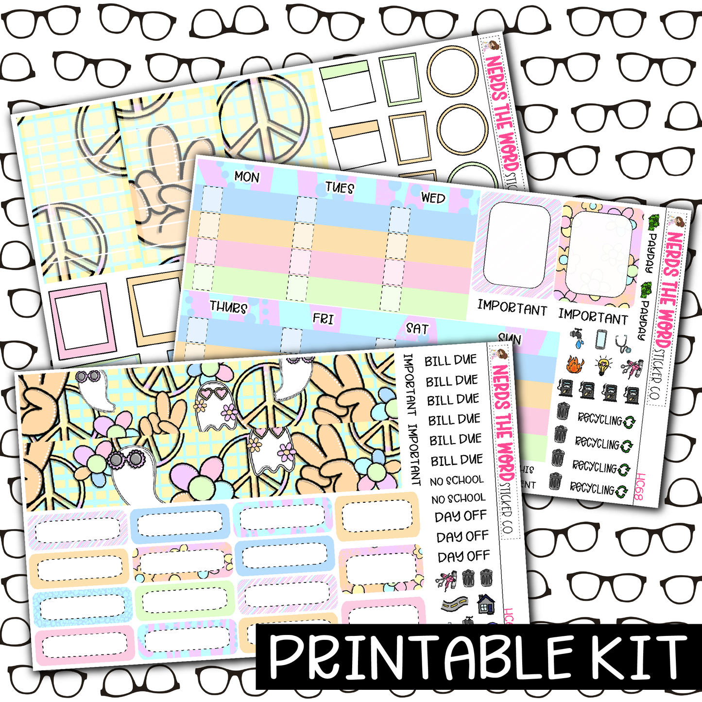 PRINTABLE - Groovy Halloween Monthly, Weekly and or Journaling Sticker Kit