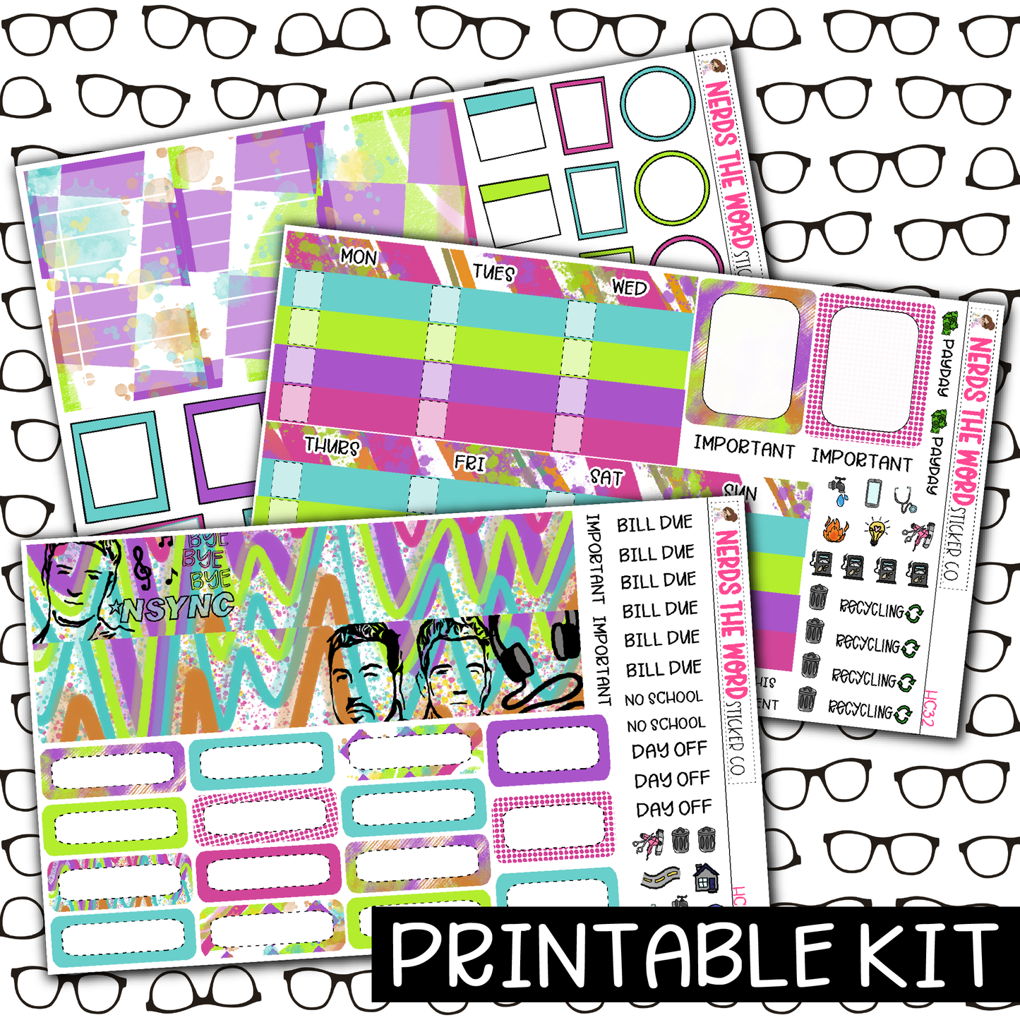 PRINTABLE - NSYNC Monthly, Weekly and or Journaling Sticker Kit