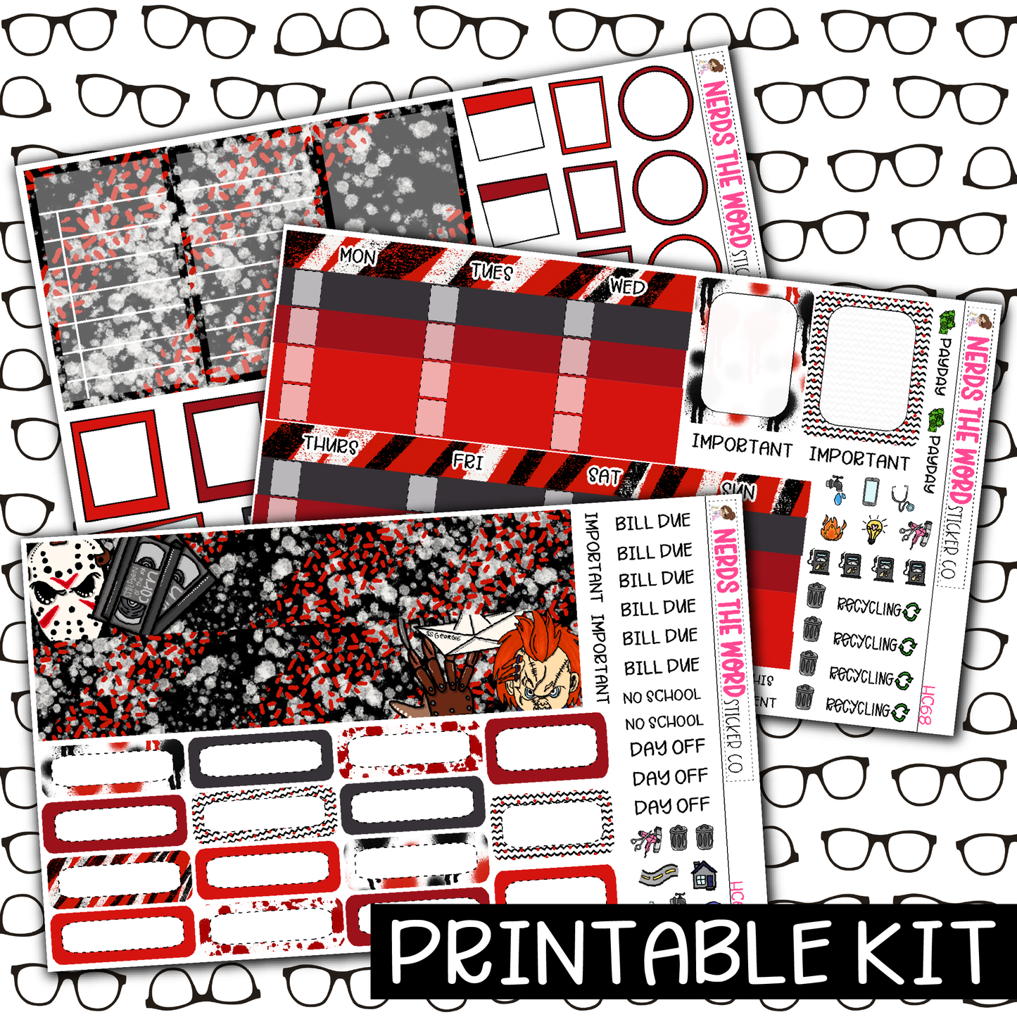 PRINTABLE - Horror Nights Monthly, Weekly and or Journaling Sticker Kit