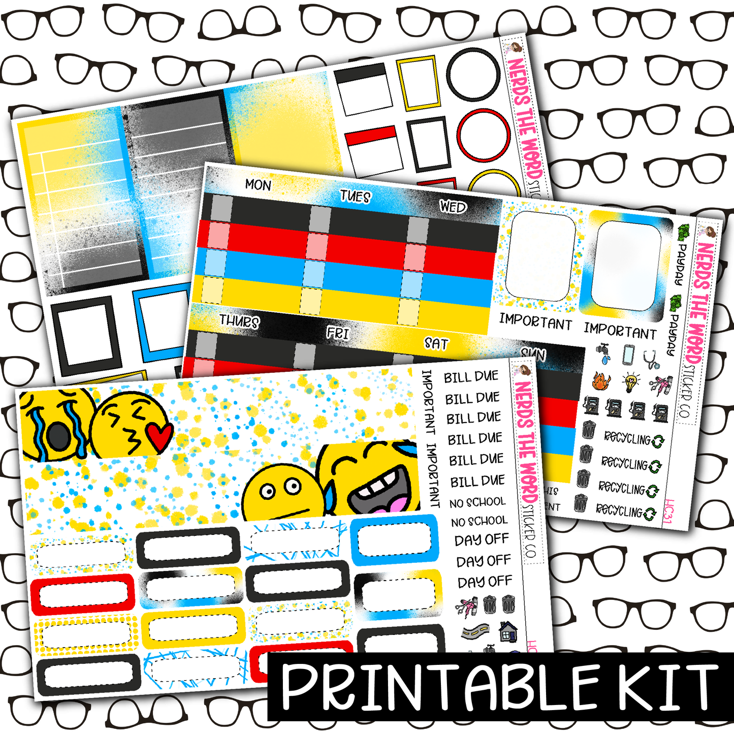 PRINTABLE -  Faces Monthly, Weekly and or Journaling Sticker Kit