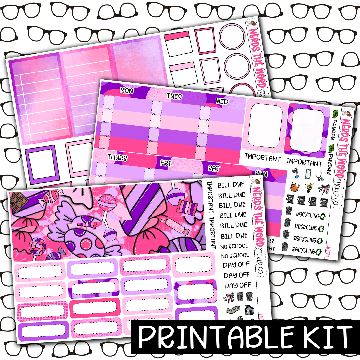 PRINTABLE - Life Is Sweet Monthly, Weekly and or Journaling Sticker Kit