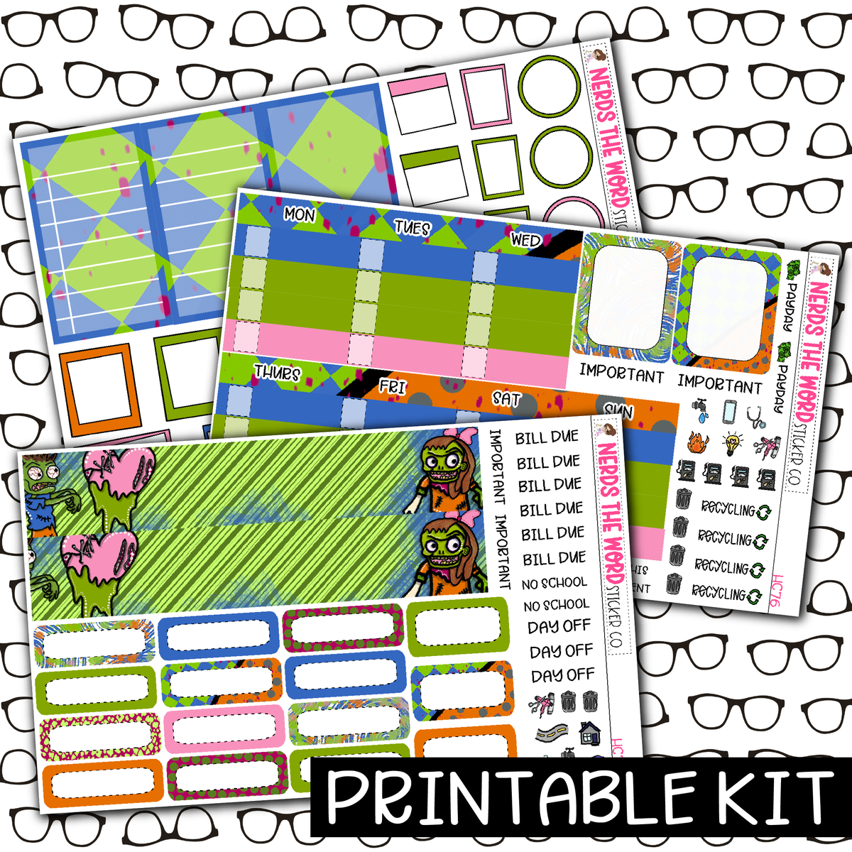 PRINTABLE - Brains Monthly, Weekly and or Journaling Sticker Kit