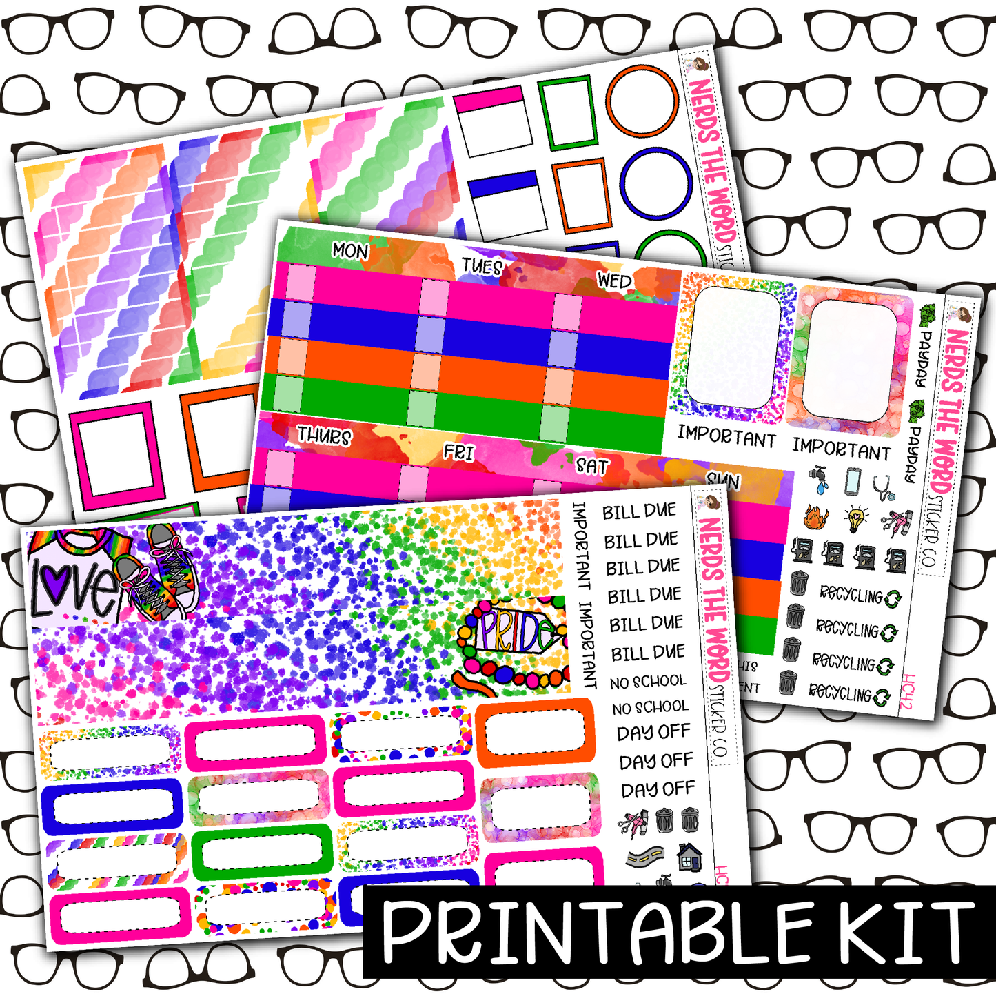 PRINTABLE - Pride Monthly, Weekly and or Journaling Sticker Kit