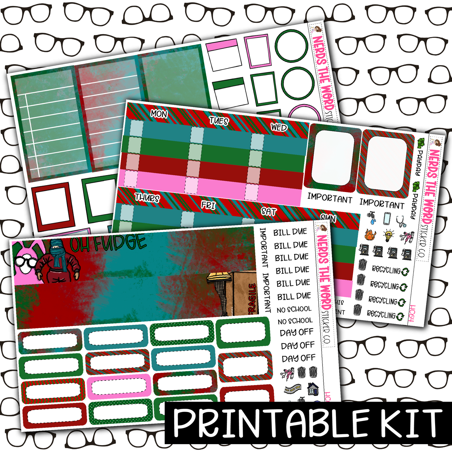 PRINTABLE - Christmas Story Monthly, Weekly and or Journaling Sticker Kit