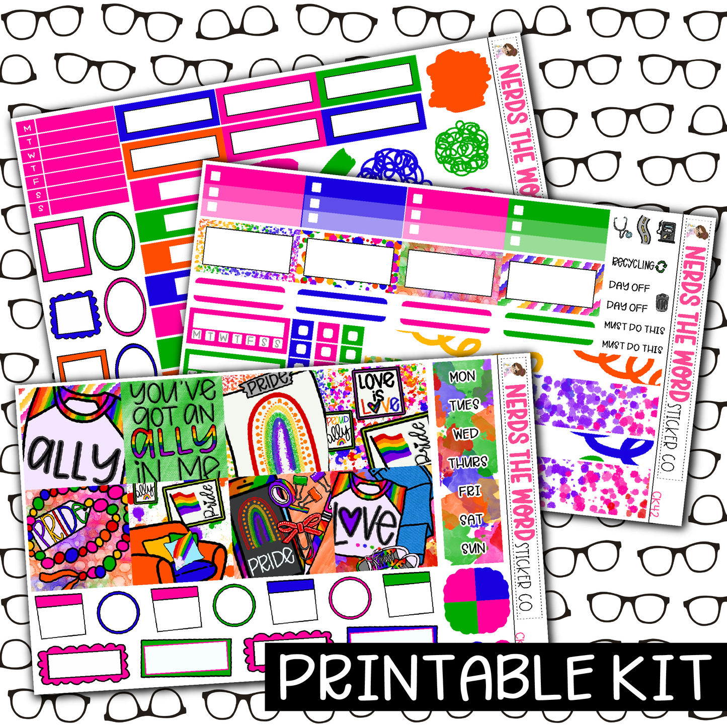 PRINTABLE - Pride Monthly, Weekly and or Journaling Sticker Kit