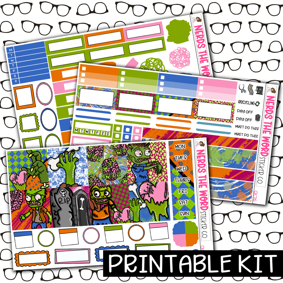 PRINTABLE - Brains Monthly, Weekly and or Journaling Sticker Kit