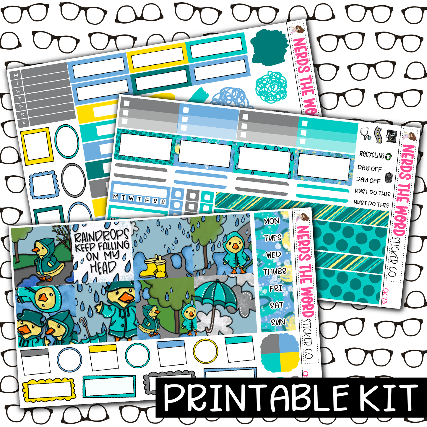 PRINTABLE -DuckyDoo Monthly, Weekly and or Journaling Sticker Kit