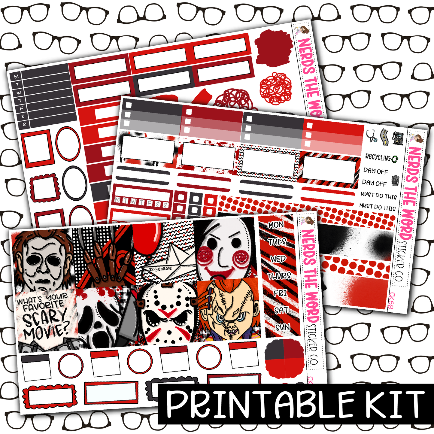 PRINTABLE - Horror Nights Monthly, Weekly and or Journaling Sticker Kit
