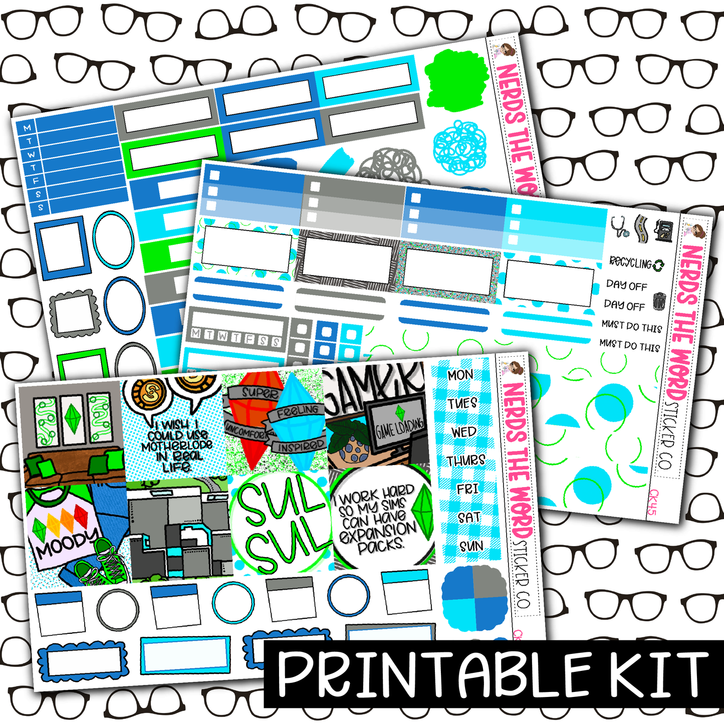 PRINTABLE - Sul Sul Monthly, Weekly and or Journaling Sticker Kit