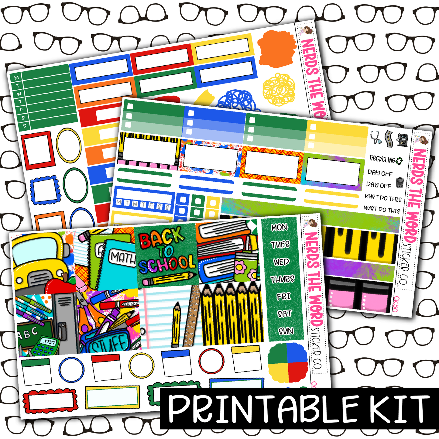 PRINTABLE - Back To School Monthly, Weekly and or Journaling Sticker Kit