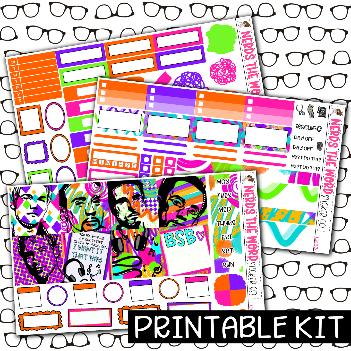 PRINTABLE - BSB Monthly, Weekly and or Journaling Sticker Kit