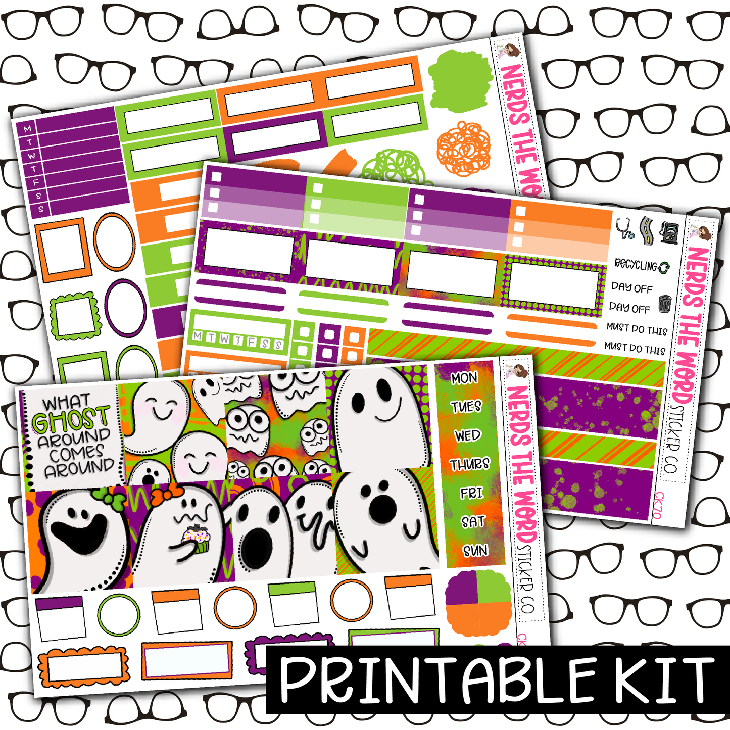 PRINTABLE - Hey Boo Monthly, Weekly and or Journaling Sticker Kit