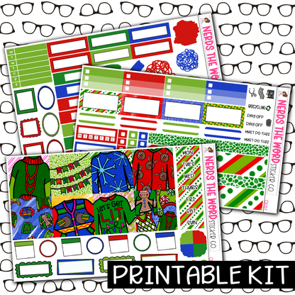 PRINTABLE - Ugly Sweater Monthly, Weekly and or Journaling Sticker Kit