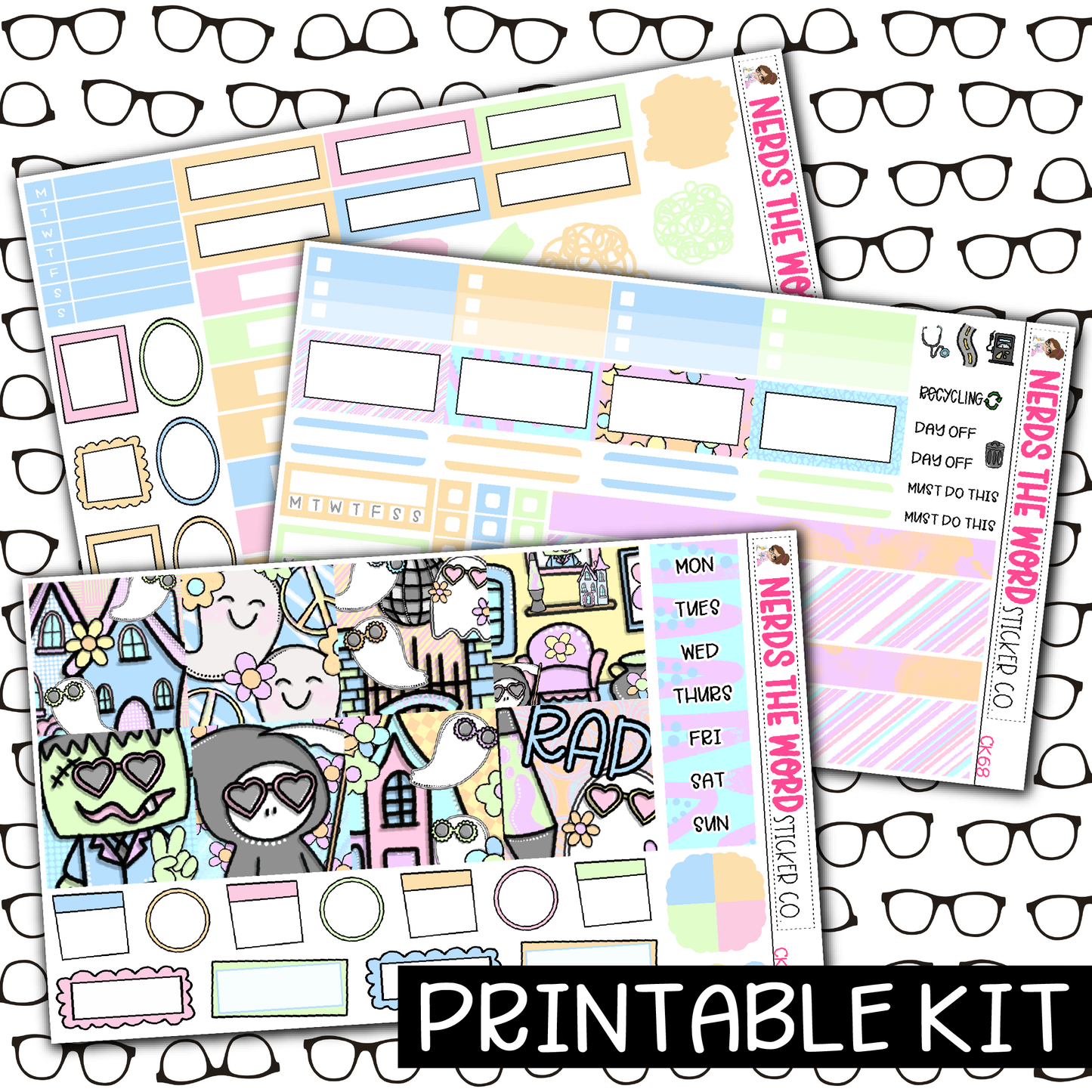 PRINTABLE - Groovy Halloween Monthly, Weekly and or Journaling Sticker Kit