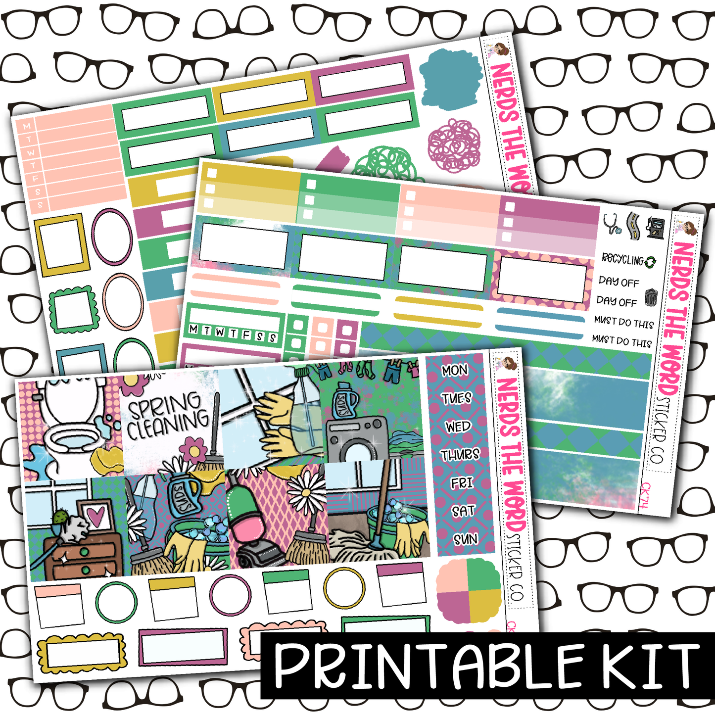 PRINTABLE -Spring Cleaning Monthly, Weekly and or Journaling Sticker Kit