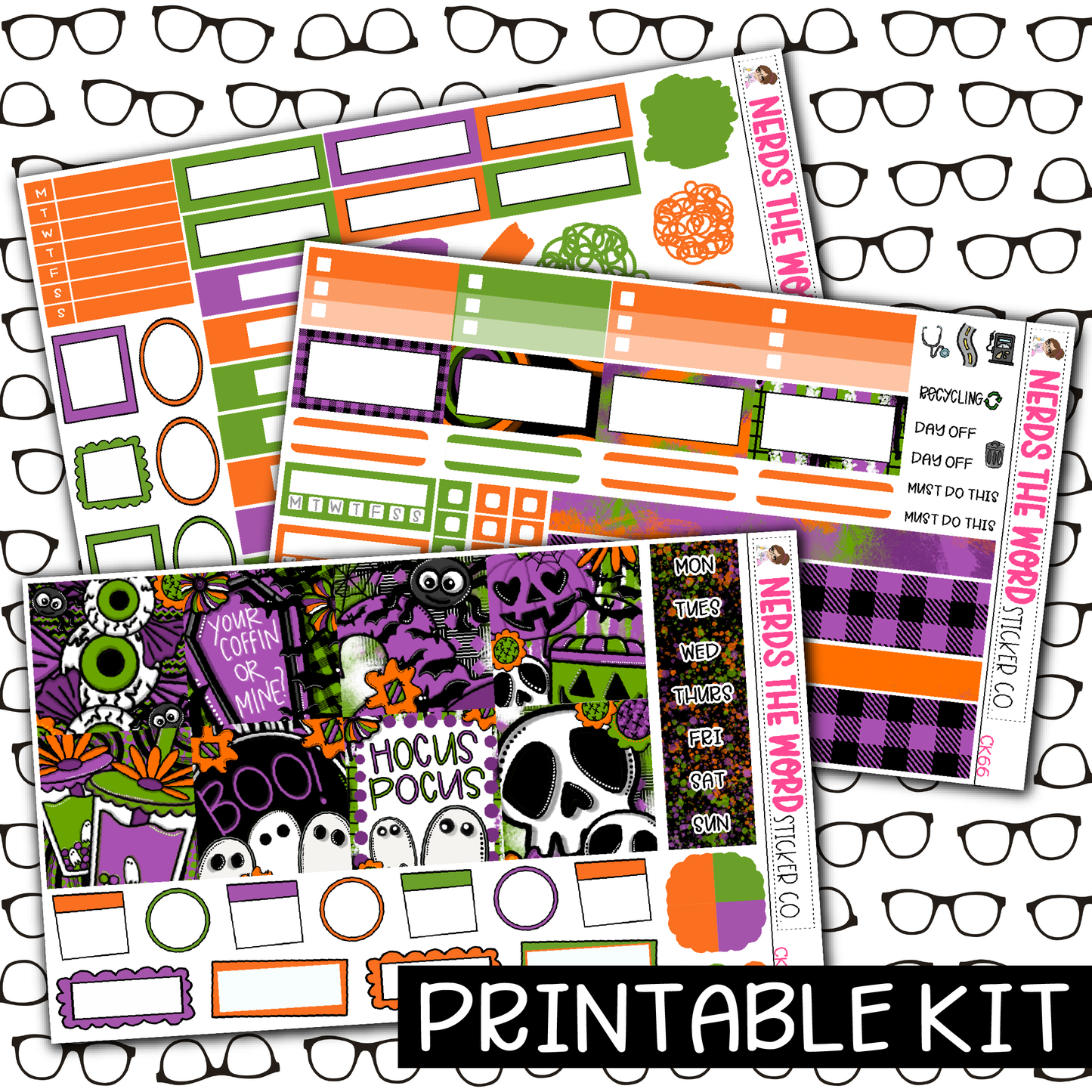 PRINTABLE - Spooky Season Monthly, Weekly and or Journaling Sticker Kit