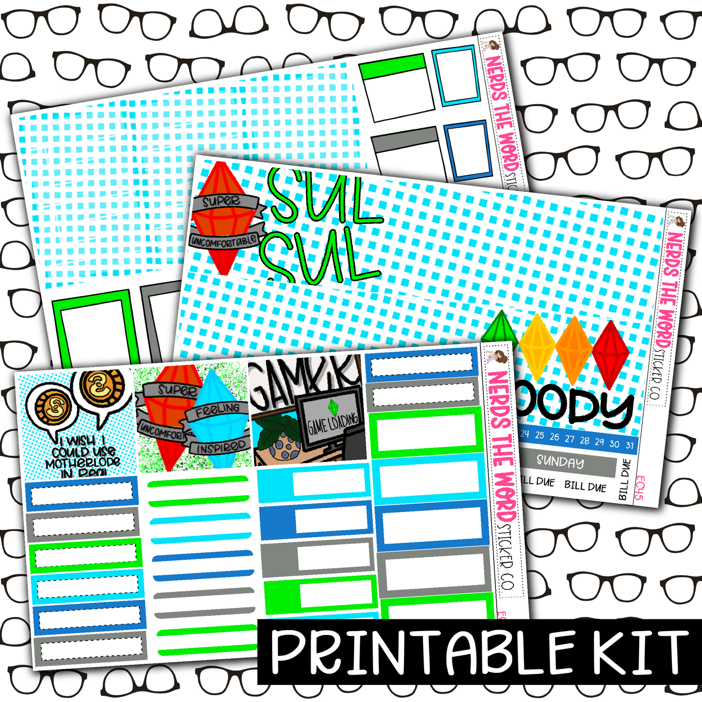 PRINTABLE - Sul Sul Monthly, Weekly and or Journaling Sticker Kit