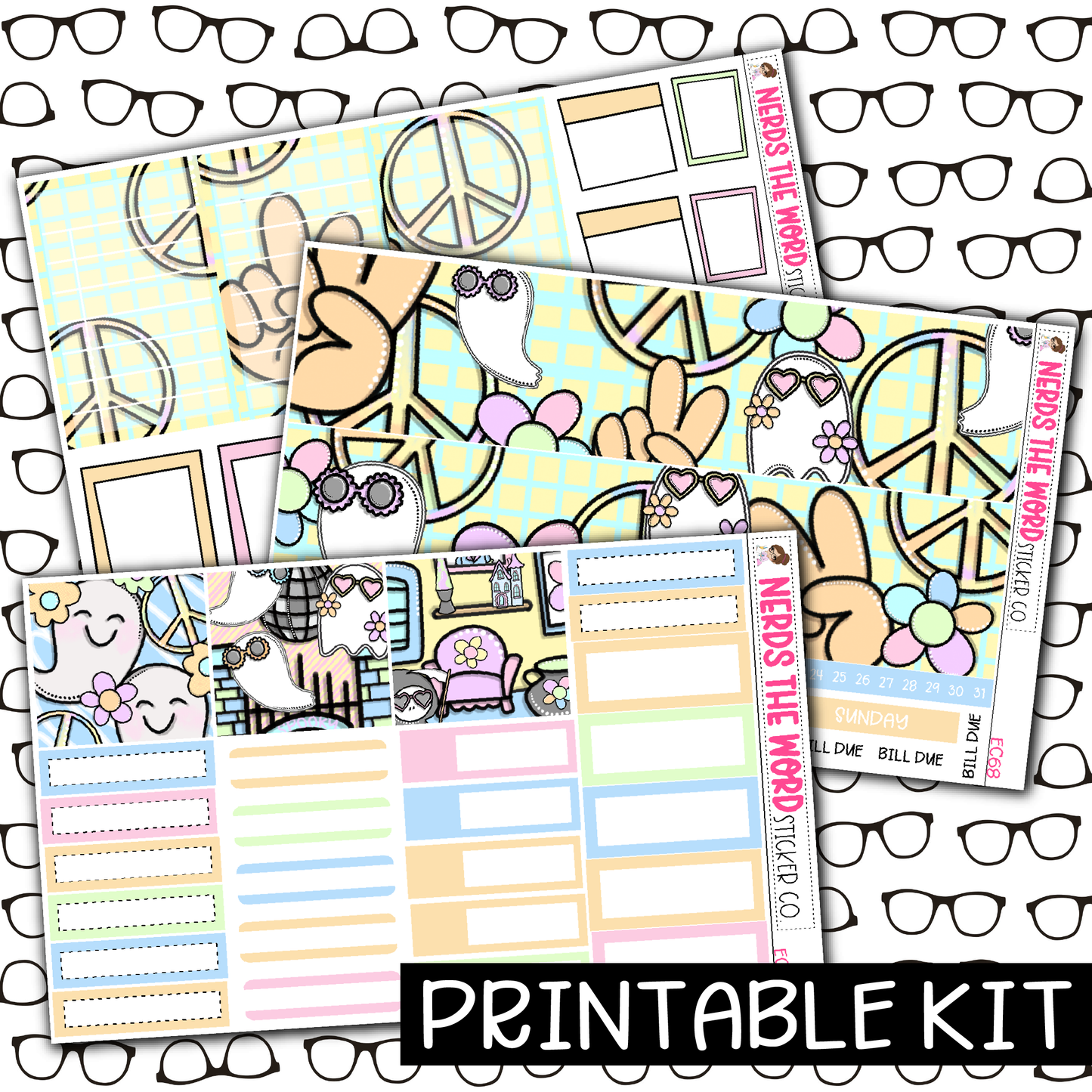 PRINTABLE - Groovy Halloween Monthly, Weekly and or Journaling Sticker Kit