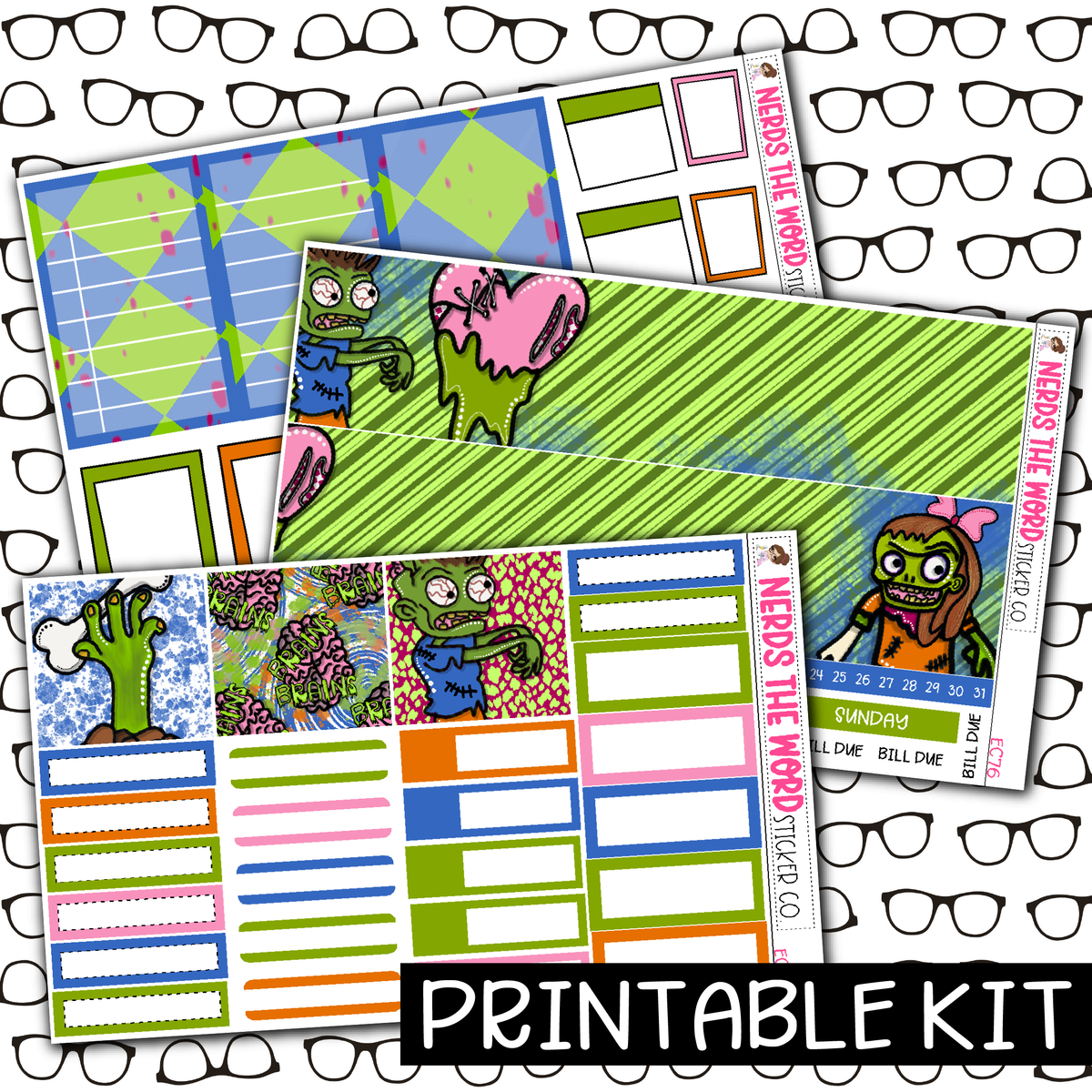 PRINTABLE - Brains Monthly, Weekly and or Journaling Sticker Kit
