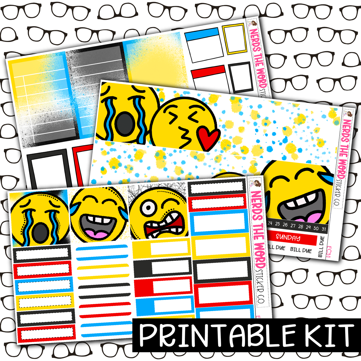 PRINTABLE -  Faces Monthly, Weekly and or Journaling Sticker Kit