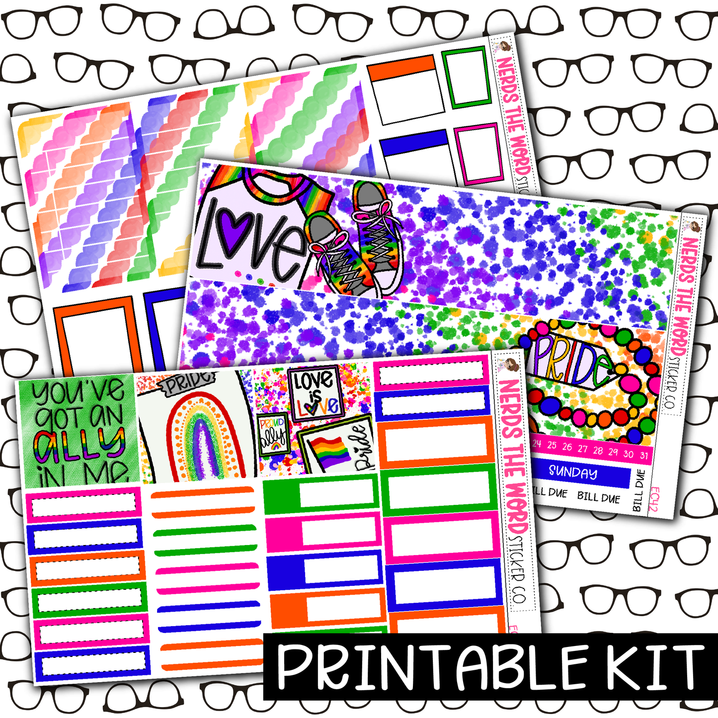 PRINTABLE - Pride Monthly, Weekly and or Journaling Sticker Kit