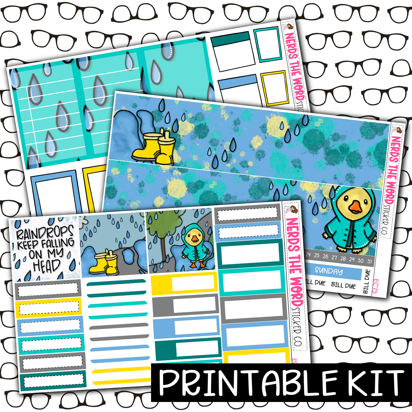 PRINTABLE -DuckyDoo Monthly, Weekly and or Journaling Sticker Kit