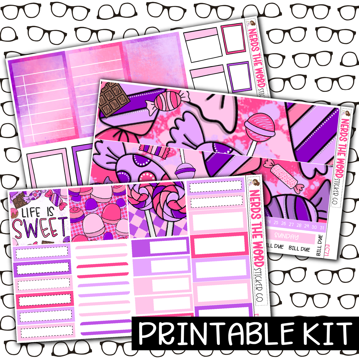 PRINTABLE - Life Is Sweet Monthly, Weekly and or Journaling Sticker Kit