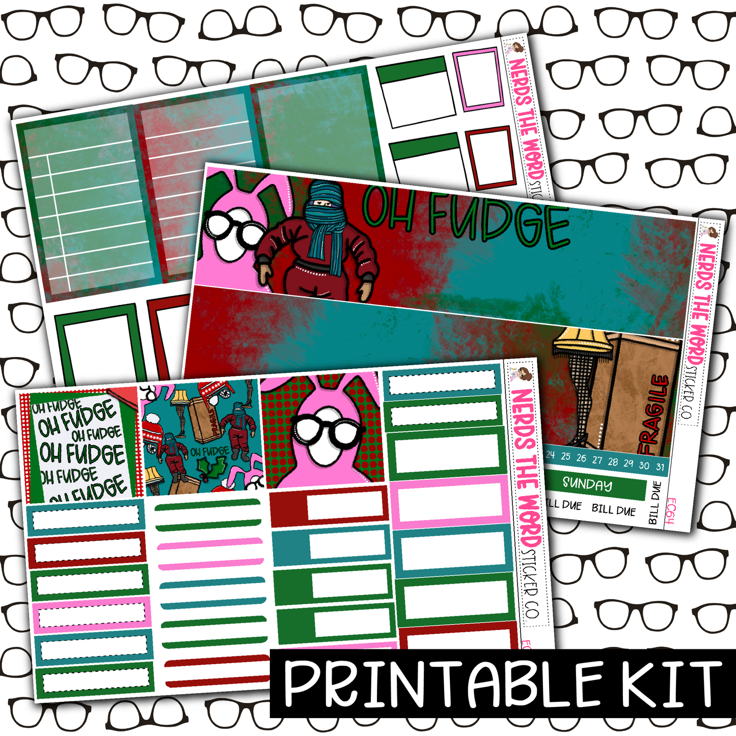 PRINTABLE - Christmas Story Monthly, Weekly and or Journaling Sticker Kit