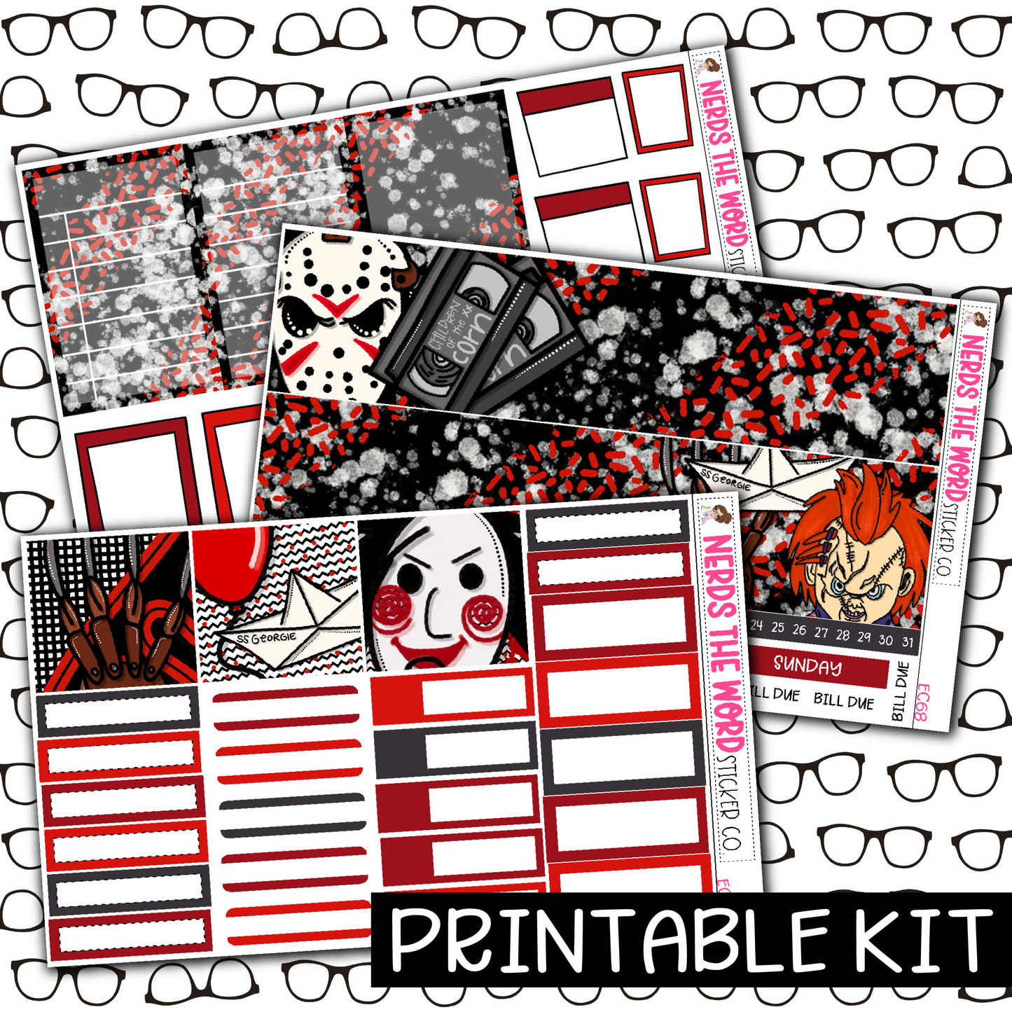 PRINTABLE - Horror Nights Monthly, Weekly and or Journaling Sticker Kit