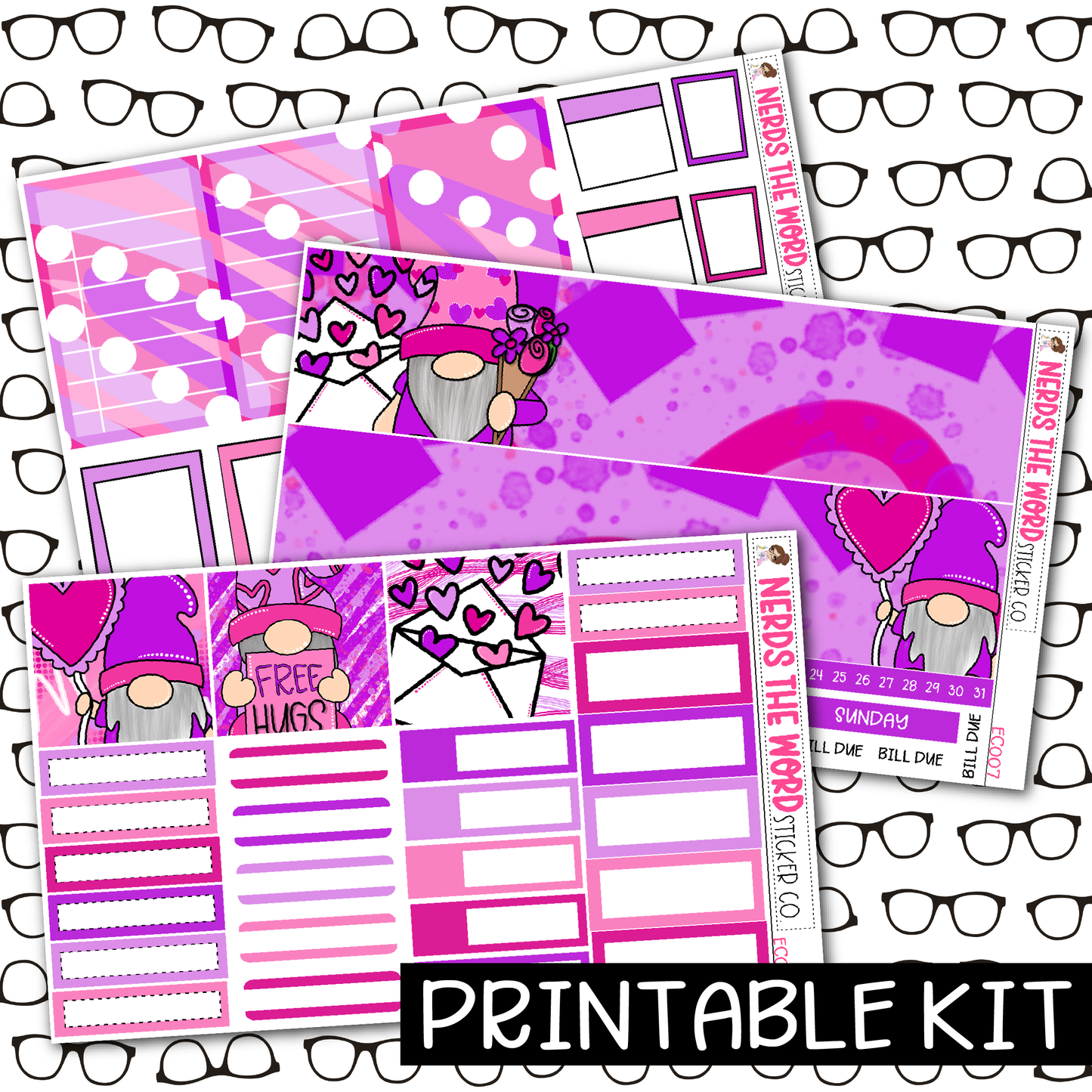 PRINTABLE - Gnome One Like You Monthly, Weekly and or Journaling Sticker Kit