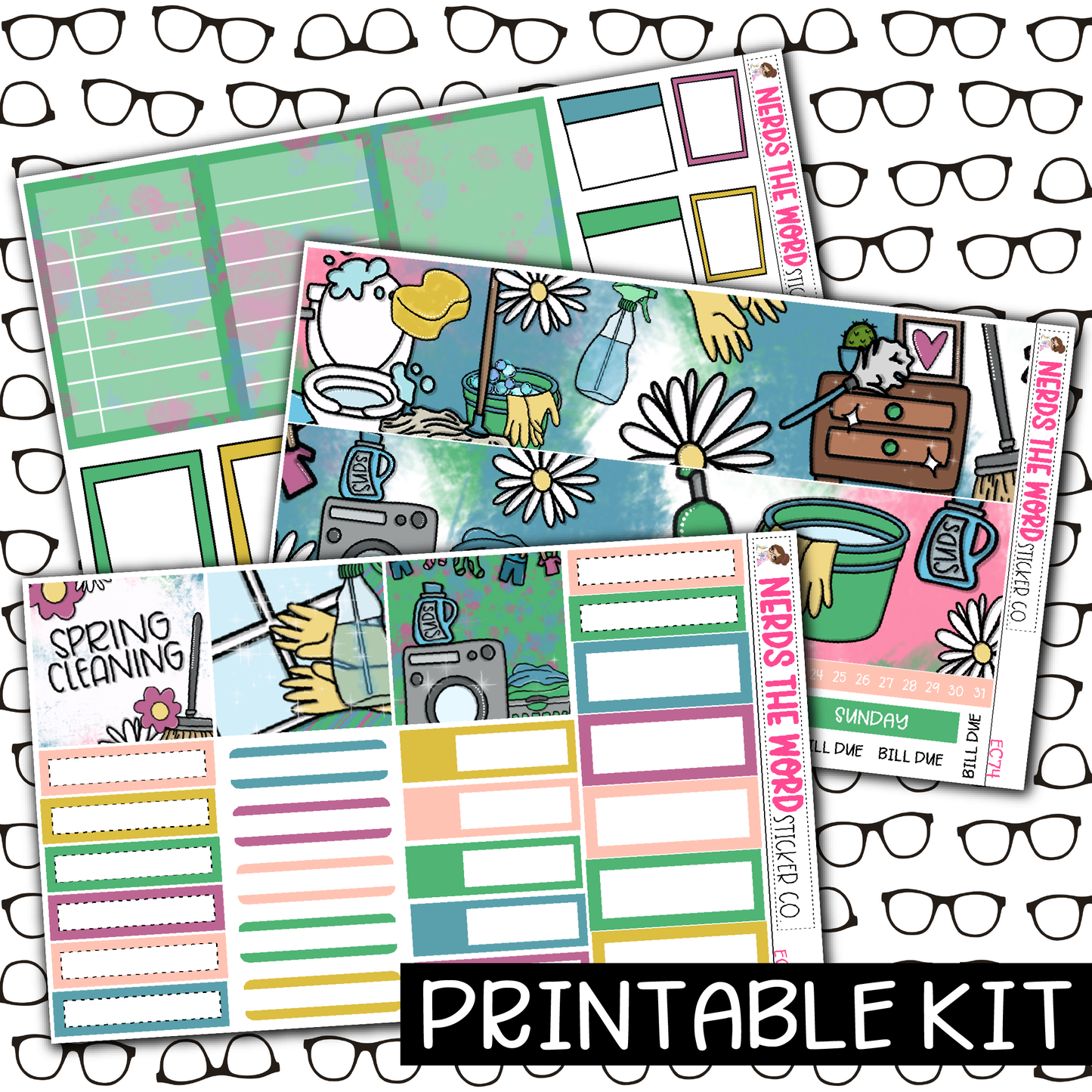 PRINTABLE -Spring Cleaning Monthly, Weekly and or Journaling Sticker Kit