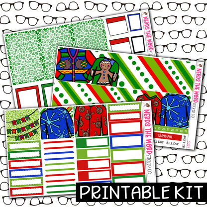 PRINTABLE - Ugly Sweater Monthly, Weekly and or Journaling Sticker Kit