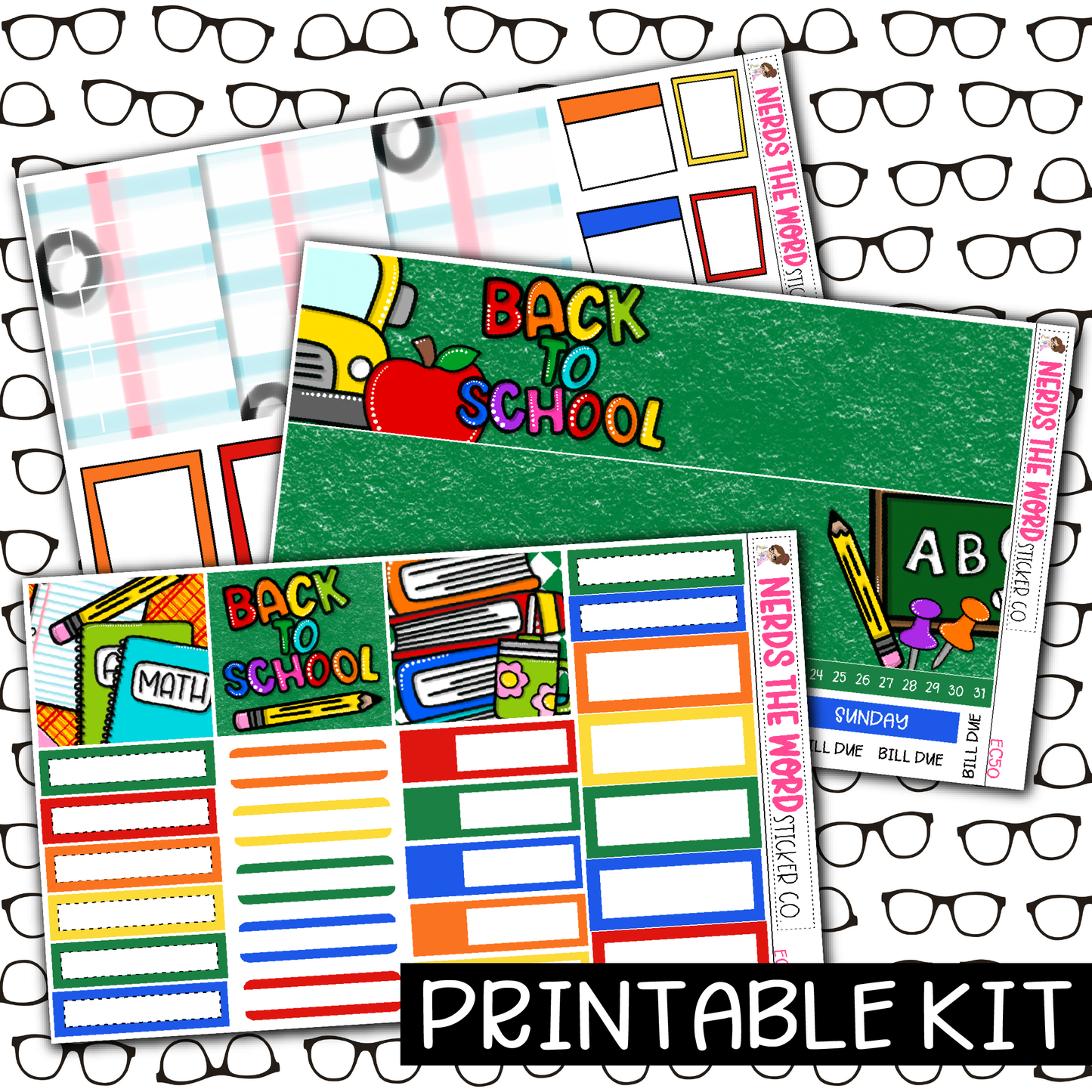 PRINTABLE - Back To School Monthly, Weekly and or Journaling Sticker Kit