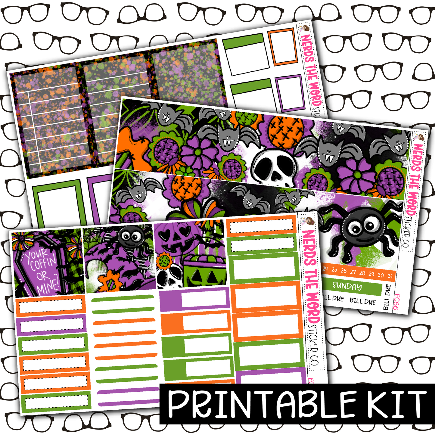 PRINTABLE - Spooky Season Monthly, Weekly and or Journaling Sticker Kit