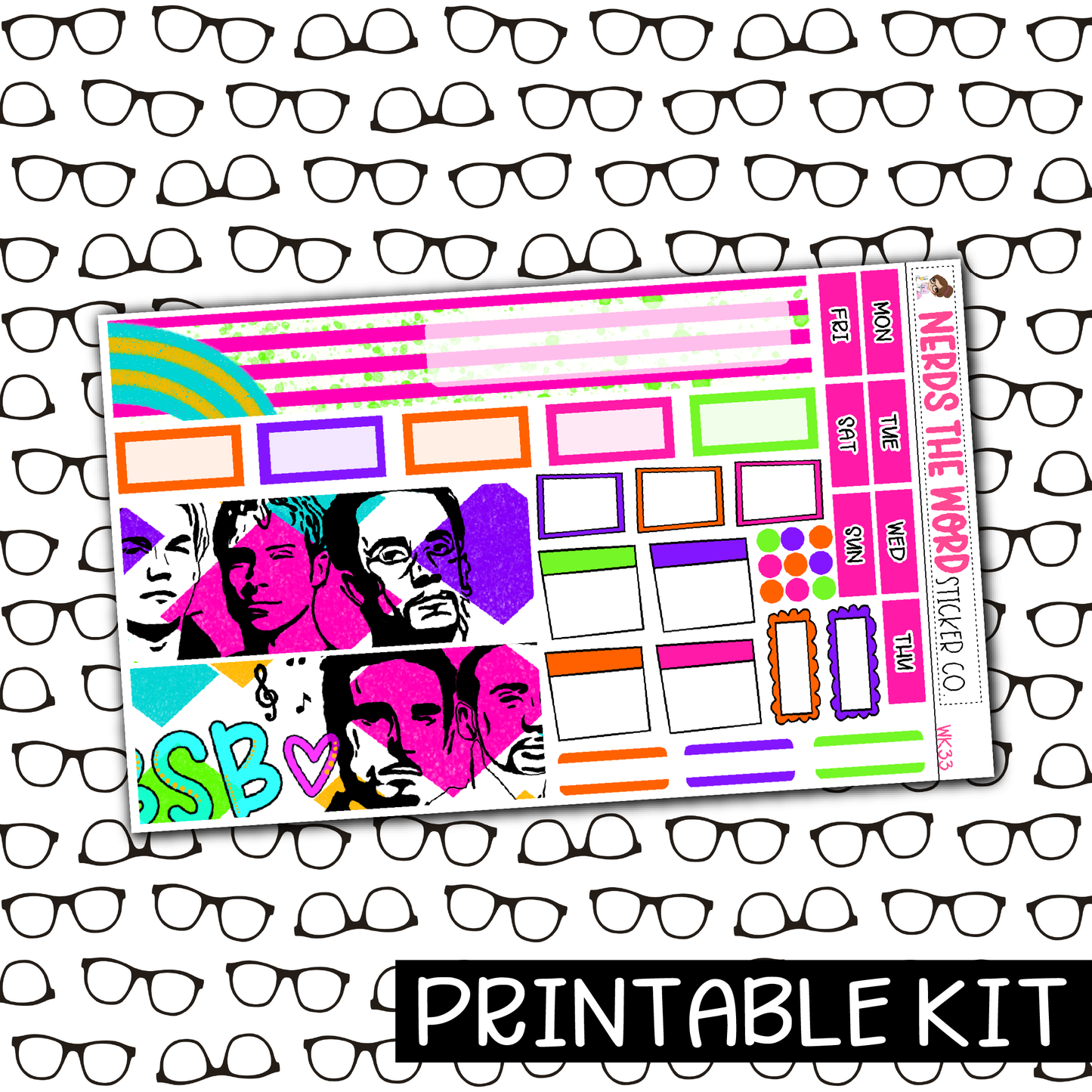PRINTABLE - BSB Monthly, Weekly and or Journaling Sticker Kit