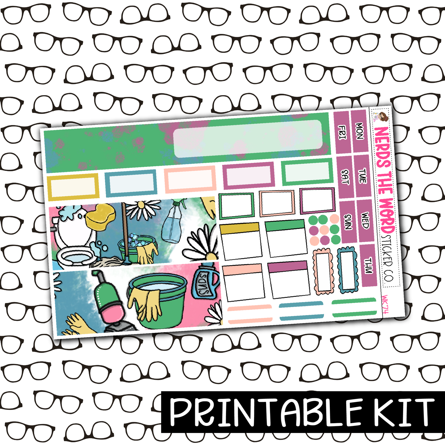 PRINTABLE -Spring Cleaning Monthly, Weekly and or Journaling Sticker Kit