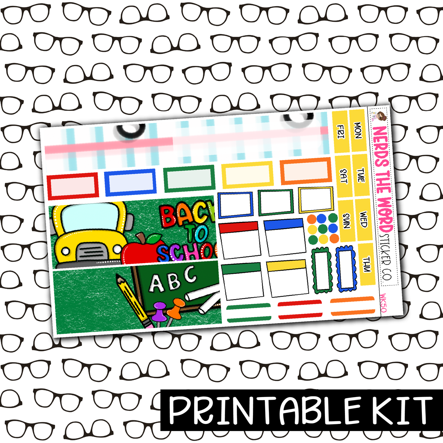 PRINTABLE - Back To School Monthly, Weekly and or Journaling Sticker Kit