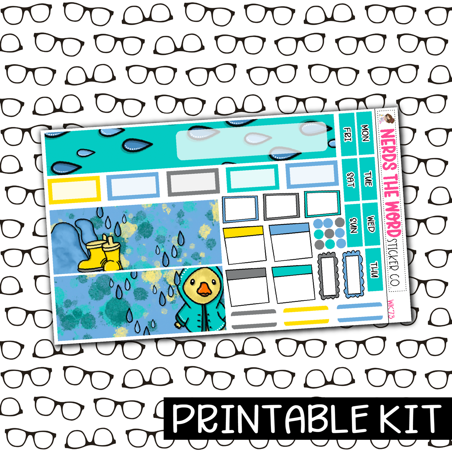 PRINTABLE -DuckyDoo Monthly, Weekly and or Journaling Sticker Kit