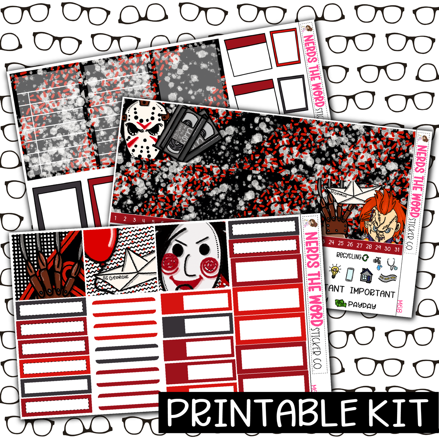 PRINTABLE - Horror Nights Monthly, Weekly and or Journaling Sticker Kit