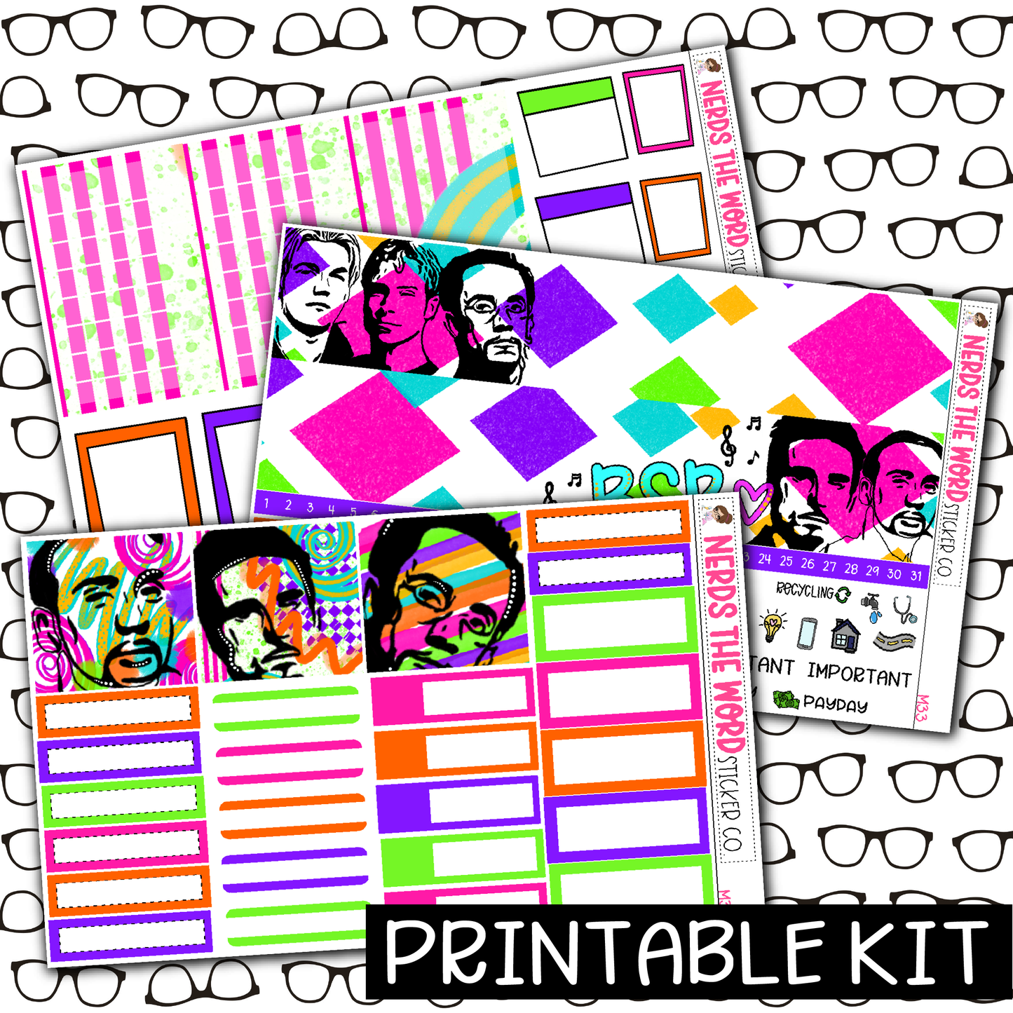 PRINTABLE - BSB Monthly, Weekly and or Journaling Sticker Kit