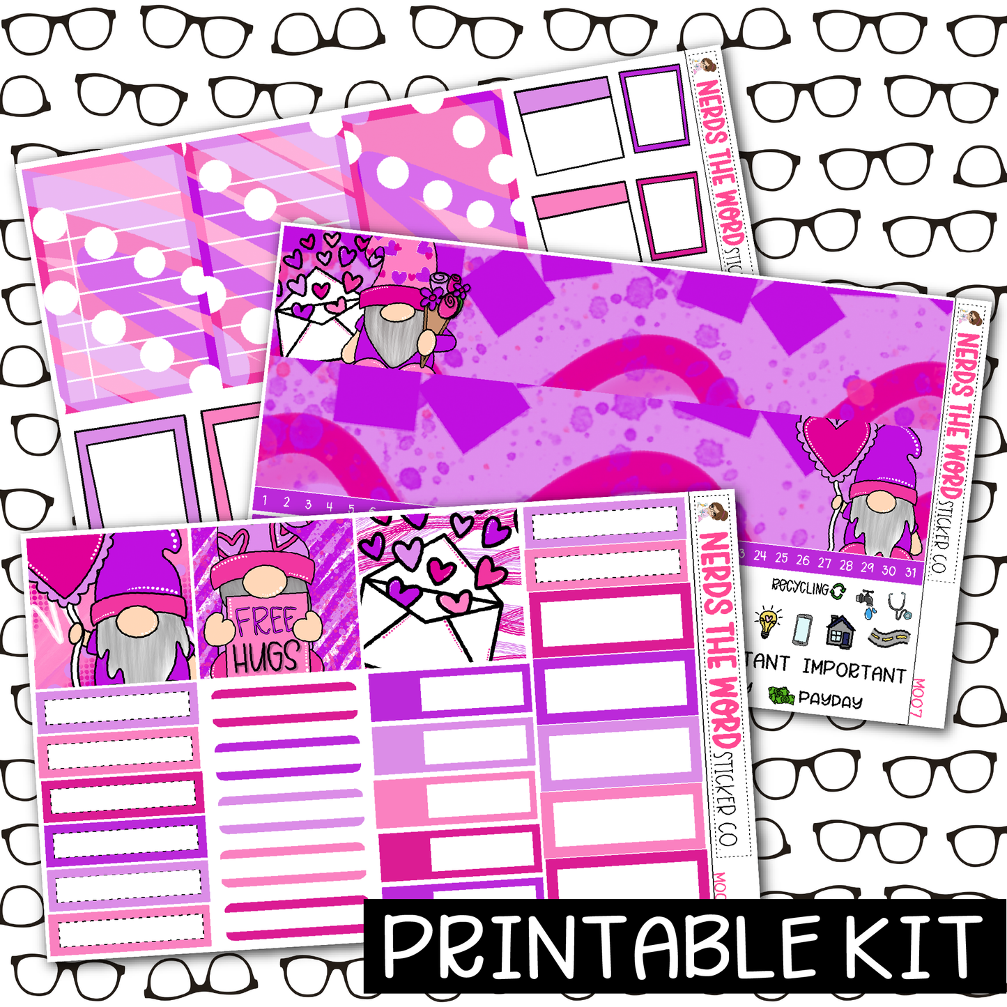 PRINTABLE - Gnome One Like You Monthly, Weekly and or Journaling Sticker Kit