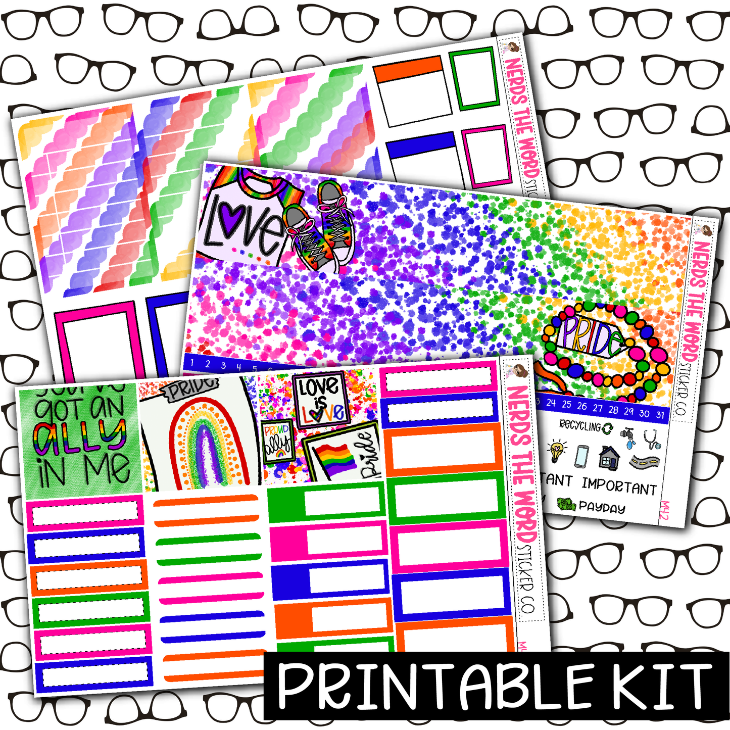 PRINTABLE - Pride Monthly, Weekly and or Journaling Sticker Kit